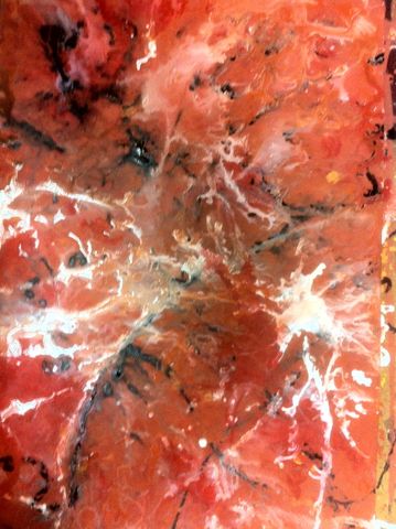 Process shot of a faux red marble.