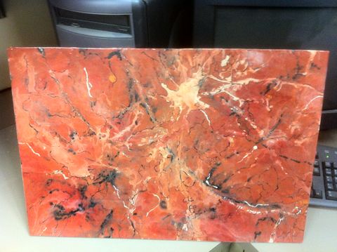 Final product of a faux red marble.