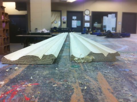 Profile view of the molding created for the picture frame.